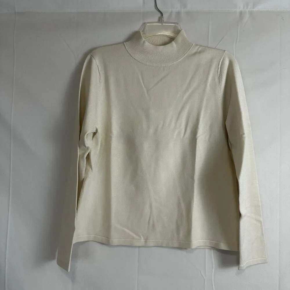 Pendleton Women's Classic Ivory Mock Neck Sweater Silk and Nylon NWT - Size MED - Picture 3 of 11